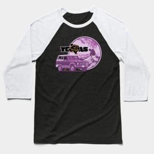 Texas-Style Surfer with Ford Bronco in pastel pinks and purples Baseball T-Shirt